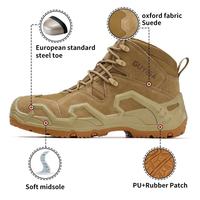 Chaussures de sécurité tactiques montantes en daim, respirantes et durables, avec embout en acier, idéales pour le travail et les activités de plein air