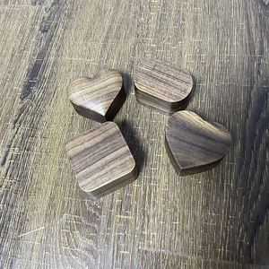 Laser Engraved LOGO <b>Name</b> Handmade Heart Shape Walnut Wood <b>Ring</b> Box Engagement <b>Ring</b> Holder Wedding Jewelry Box - Product Image 5