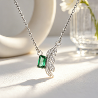 Bijoux Moyu, nouveaux bijoux tendance de l'été, argent sterling 925, pendentif rectangulaire en émeraude et zircone cubique pour femmes, collier en argent 925
