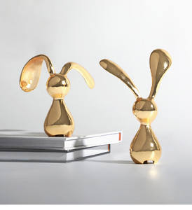 Adorno de <span class=keywords><strong>elefante</strong></span> de oro abstracto, artesanía de conejo dorado brillante, escultura de Animal brillante para decoración del hogar - Product Image 5