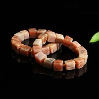 Bracelet en pierres carrées de pierre de lune orange naturelle Aiyu en gros, bracelet en cristal de pierre de soleil, fournitures pour diffusion en direct