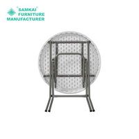 Table ronde blanche en plastique SK-ZDZ-B003 Table d'extérieur de camping pliante facile pour pique-nique de banquet portable