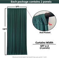 Rideaux de fond de scène de mariage vert foncé sur mesure, 2 panneaux avec passe-tiges pour la photographie et la décoration d'événements