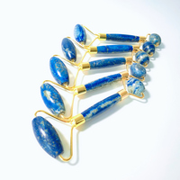 Outils de massage en pierre naturelle de lapis-lazuli 100 % naturelle, rouleau de jade et grattoir pour le visage, le cou et le corps.