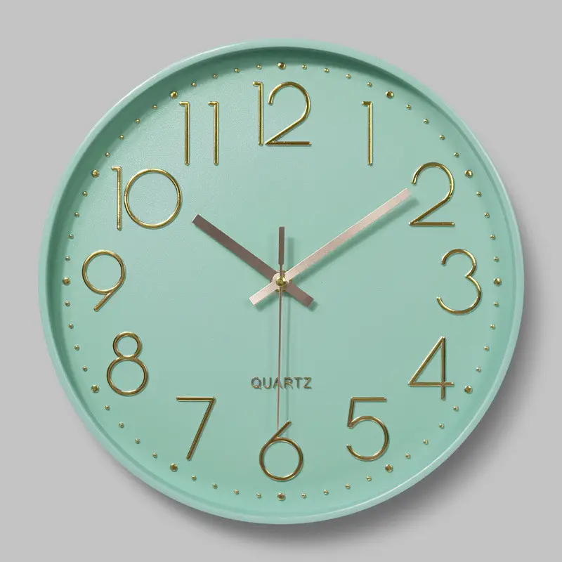 12 inch Mint Green Nordic Wall Clock Minimalist Thick Border 3D Clocks Reloj de pared Home Decor Decorations for Youth Room