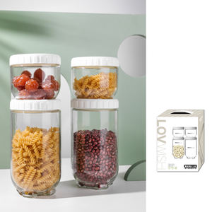 Ensemble de pots de stockage en verre étanche à l'humidité de qualité alimentaire de conception classique pots de stockage de cuisine scellés pour le thé et les céréales - Product Image 1