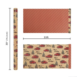 Hot Sale Custom Printed Craft Wrapping Paper Vintage Bronzing Elk & Tree Pattern Christmas Gift Packing Paper Roll - Product Image 2
