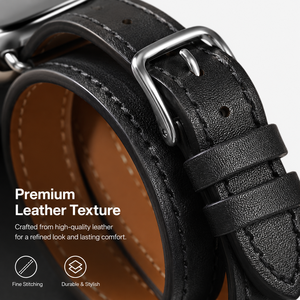 <span class=keywords><strong>Bracelet</strong></span> en <span class=keywords><strong>cuir</strong></span> double tour pour <span class=keywords><strong>Apple</strong></span> <span class=keywords><strong>Watch</strong></span> Series 4 6 7 <span class=keywords><strong>8</strong></span> 9 SE, <span class=keywords><strong>cuir</strong></span> véritable, boucle métallique, coutures élégantes, <span class=keywords><strong>bracelet</strong></span> pour usage quotidien - Product Image 3