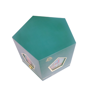 2025 Nueva caja de regalo de vino de tablero gris de doble capa con forma de pentágono con tapa en relieve de lámina dorada y Base hecha de papel - Product Image 5