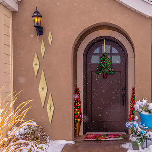 5 pièces de décorations murales en métal doré, style rétro moderne, en forme de losange, motif étoile, décorations murales élégantes médiéval-modernes - Product Image 5