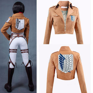 <span class=keywords><strong>Anime</strong></span> Cosplay conjuntos chaqueta Recon Corps falda de cuero Hookshot cinturones tirantes Shingeki No Kyojin Ackerman - Product Image 4