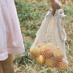 Wholesale Custom Logo Cotton <b>String</b> <b>Shopping</b> <b>Bag</b> Mesh Tote Grocery <b>Bags</b> Reusable Foldable Bagfor Fruit Vegetable - Product Image 5