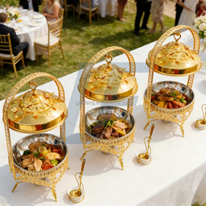 Meistverkaufter Edelstahl-Chafing Dish 8L 9L Goldener Buffet-Wärmer für Restaurants und Partys Hängender Speisenwärmer - Product Image 2
