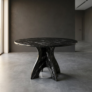 Hayat Group Fish <b>Black</b> Granite Stand <b>Round</b> Pedestal Serving <b>Table</b> Polished - Product Image 4