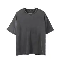 Hoge Kwaliteit 100% Katoen Mannen Bladerdeeg Print Zuur Wassen T-shirt Zwaargewicht Afdrukken Gewassen Vintage Dropped Schouder Tshirt