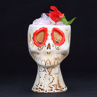 Mug TIKI Horrifique Crâne pour Bar Hawaïen, Tasse en Céramique à Yeux Sanglants, Motif Fantôme, pour Bière et Cocktails, Tête de Mort Créative et Amusante