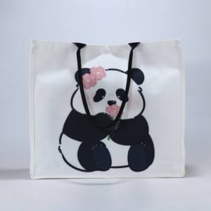 Bolsa Tote con Logotipo Personalizado, Diseño de Panda, Bolsas de Lona al por Mayor, Gran Capacidad, Bolso de Hombro, Regalos para Mujer, Decoración - Product Image 1
