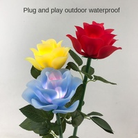Rose artificielle simulée avec éclairage LED, indice de protection IP65, pour décorations de Noël et de mariage, utilisation intérieure et extérieure, usage commercial