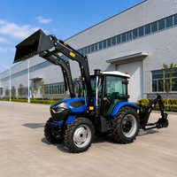 Traktor Pertanian Multifungsi Diesel 4WD 4x4 Penggerak Roda 60hp 70hp 80HP 100HP Mini Traktor Loader Backhoe Dengan Kabin