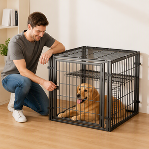 Corral <span class=keywords><strong>para</strong></span> Gatos con Cubierta Negra, Plataforma y <span class=keywords><strong>Escalera</strong></span>, 4 Paneles de Hierro con Recubrimiento en Polvo, <span class=keywords><strong>para</strong></span> Gatitos y Mascotas Pequeñas, <span class=keywords><strong>para</strong></span> Interiores y Apartamentos - Product Image 3