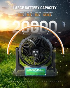 Nouveauté 2025 : Ventilateur de <span class=keywords><strong>camping</strong></span> portable à écran tactile avec lanterne LED, ventilateur USB rechargeable 10000 mAh, ventilateur silencieux avec crochet de suspension - Product Image 5
