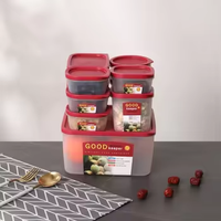 Ensemble de boîtes de conservation en plastique chaudes Boîte de rangement pour réfrigérateur de qualité alimentaire Boîte à bento pour fruits Récipient scellé de cuisine pour micro-ondes