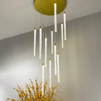 ENSEMBLE doré suspendu suspension luxe acrylique hôtel escalier pendentif lumière salon cristal lustre décoratif