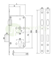 Serrure de porte d'hôpital de la CE serrure de mortaise de boulon de rouleau de l'acier inoxydable 5572 de haute qualité