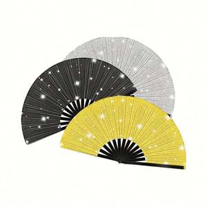 Ventilador de bambú reflectante de doble cara de 33 cm, versátil, con tela personalizada para efectos escénicos, ideal para Halloween y Navidad, diseño clásico pintado. - Product Image 4