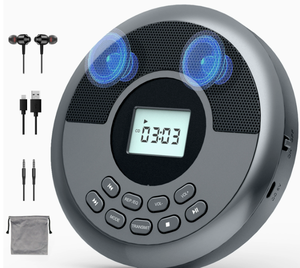 Reproductor de CD con Altavoz Estéreo y Auriculares Bluetooth USB MP3 Reproductor de Música con Disco USB Portátil Recargable <span class=keywords><strong>Discman</strong></span> Walkman - Product Image 1
