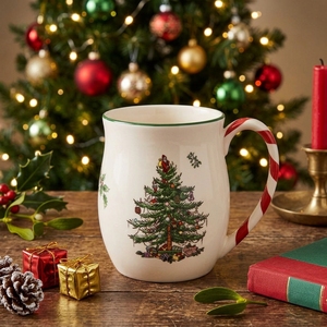 Taza con Diseño de Árbol de Navidad Spode con Asas de Bastón de Caramelo, Apta para <span class=keywords><strong>Microondas</strong></span> y Lavavajillas, Juego de 4 Piezas - Product Image 2