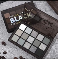 Palette de fards à paupières lumineux personnalisée 15 couleurs, effet smoky, noir cendré, tons froids, mat, métallique, gothique, punk, haute pigmentation, vente en gros, marque privée