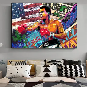 Imágenes de pared para decoración de la sala de estar del hogar, póster impreso en lienzo de campeón de boxeo, Graffiti, leyenda inspiradora