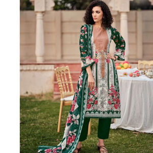 SANIYA by ROMANI Ensemble de bas élégant en coton Dupatta avec doublure Broderie pour fête Salwar Kameez Robe traditionnelle - Product Image 1