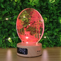Lampe LED à piles Cadeau Haut-parleur intelligent Lampe de bureau Multicolore Rechargeable Lampe de nuit en acrylique pour la décoration de la maison