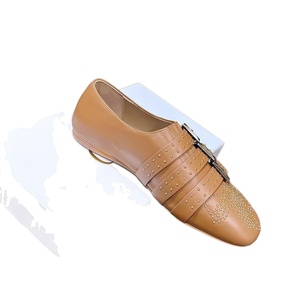 Mocassins à rivets pour <span class=keywords><strong>femme</strong></span>, version montante, nouveau style printemps, en cuir véritable, à bout carré, chaussures plates polyvalentes avec boucle de ceinture - Product Image 6
