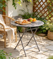 Nouvelle conception de table pliante robuste et portable, résistante aux intempéries, imperméable, en métal, ronde, pour la maison, le café, la restauration