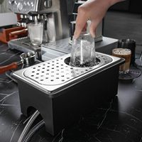 AQUA BR713-1 Robinet de lavabo à col de cygne en acier inoxydable, durable et moderne, avec rince-verre intégré, station de lavage de tasses commerciale tout-en-un avec égouttoir