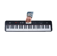 GOLD AGE Black Plastic USB Electronic Keyboard Children 3-6 Years Old-61-Key Educational Instrument 200 Rhythms 60 Demo Songs