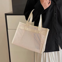 Bolsa de compras de malla de diseño personalizado con logotipo de fábrica, nueva moda, informal, para mujer