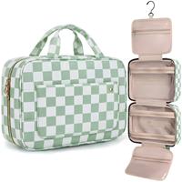 Organisateur de cosmétiques multi-poches matelassé, trousse de toilette suspendue pour femmes, pochette de voyage portable avec crochet de suspension