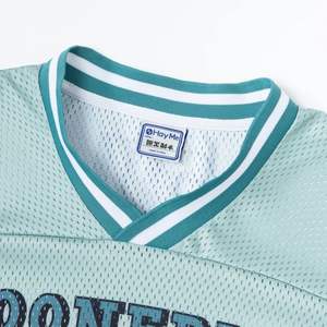 Boxy Fit Drop Shoulder Graphic Vintage Sublimación Malla personalizada Poliéster Hockey sobre hielo Jersey American Retro Soccer Jersey - Product Image 4