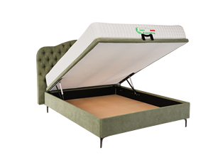 Lit ottoman rembourré avec vérin hydraulique réglable, base de rangement gain de place, plateforme de lit minimaliste/velours pour hôtel - Product Image 2