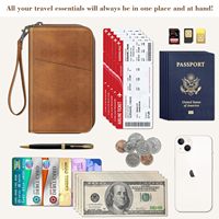 Portefeuille de voyage en cuir véritable personnalisé, capacité 5 passeports et 5 cartes, grand format, avec fermeture éclair, élégant.