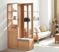 Porte-manteau en chêne couleur bûche en bois personnalisé en usine Armoires à chaussures Partition Armoire d'entrée Combo avec 3 portes 1 tiroir