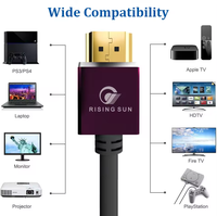 Câble UHD Slim 8K avec boîtier métallique 6ft/10ft 2.1 pour 48 Gbps pour PS5/PS4, moniteur et lecteur DVD