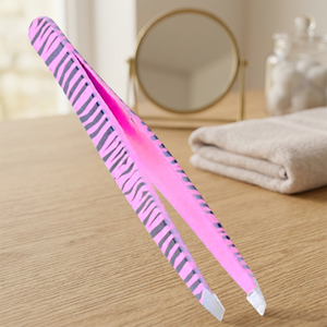 Pinzas para Cejas Modernas y Ligeras ASAP con Punta Inclinada, Recubrimiento de Color Zebra, Marca Privada, Acero Inoxidable, Puntas Puntiagudas, Color Rosa y Negro - Product Image 3