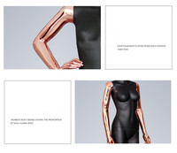 Nouveau design 2024, mannequin féminin en or rose chromé, grande taille, mannequin féminin en plaqué, mannequin pour la vente
