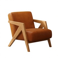 Fauteuil lounge moderne en cuir, rembourré, avec structure en bois massif, fauteuil d'appoint pour salon, mobilier d'hôtel, vente en gros, conception personnalisée OEM