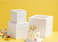 Vente en gros Boîte à gâteaux d'anniversaire en carton avec fenêtre transparente et couvercle avec plateau inférieur en papier pour pâtisserie